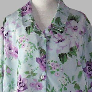Maggie Sweet Women's Leaves & Flowers Button Down Blouse Size 3XL (C446)